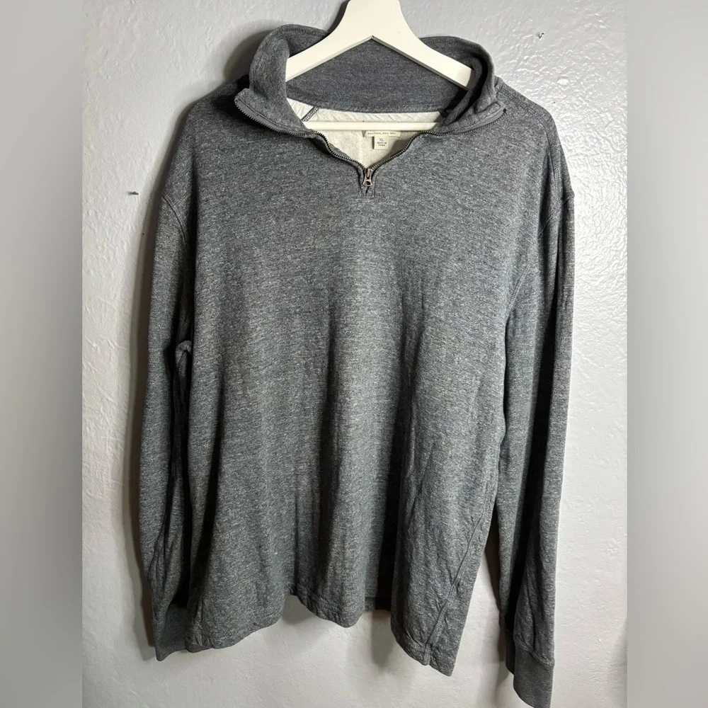 J Crew Knitgoods Mens‎ Quarter Zip Size XL Gray 100% Cotton Pullover.